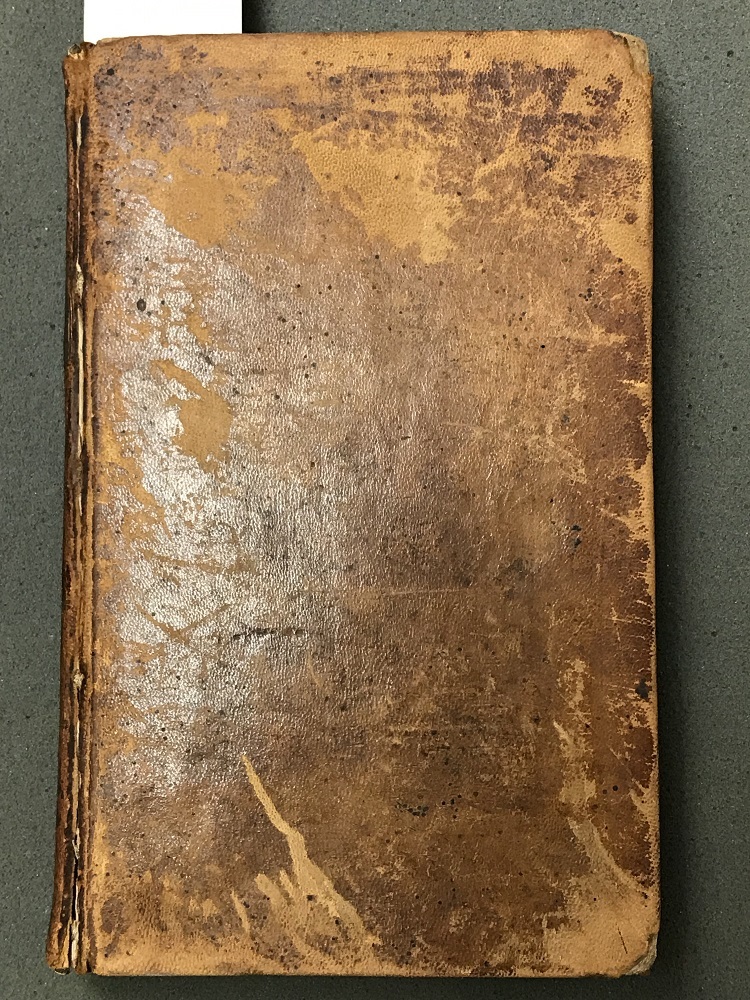 Cover of Kresge Library's copy of the 1800 edition of Notes on the State of Virginia